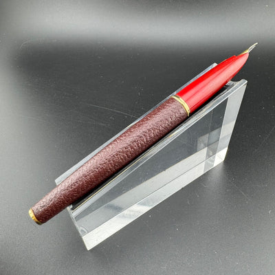 Platinum Red Leather Sheepskin Fountain Pen 18K Gold Soft-Fine Nib
