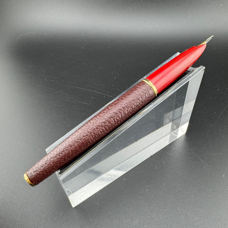 Platinum Red Leather Sheepskin Fountain Pen 18K Gold Soft-Fine Nib