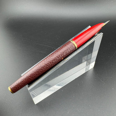 Platinum Red Leather Sheepskin Fountain Pen 18K Gold Soft-Fine Nib