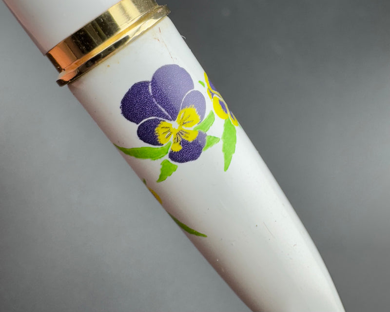 Platinum Pocket Fountain Pen Pansies Screen Printed 18K Gold Fine Nib