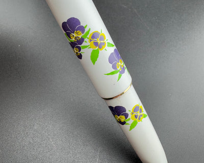 Platinum Pocket Fountain Pen Pansies Screen Printed 18K Gold Fine Nib