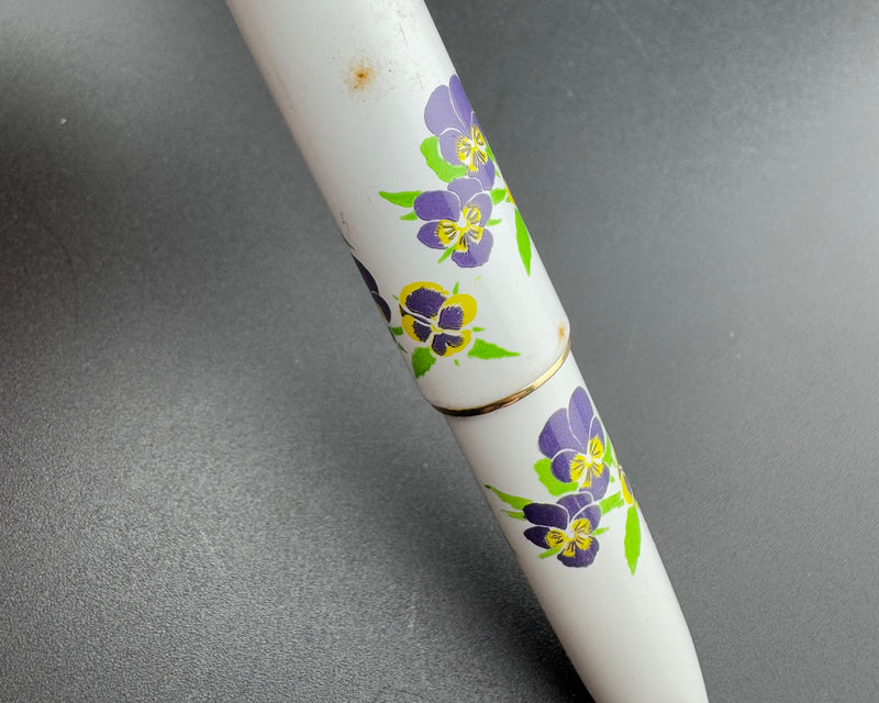 Platinum Pocket Fountain Pen Pansies Screen Printed 18K Gold Fine Nib