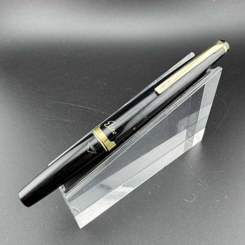 Pilot Elite Black & Gold Pocket Fountain Pen 18K Gold Script Nib