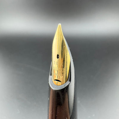 Pilot Elite Black & Gold Pocket Fountain Pen 18K Gold Script Nib Jan 1970