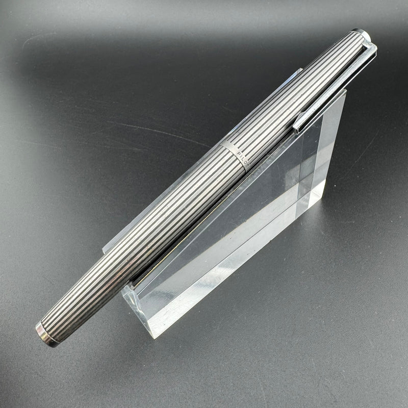 Pilot Custom K-500SS Black Stripe Fountain Pen 18K White Gold EF Nib