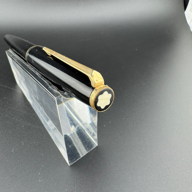 Montblanc No. 221 Black Resin Fountain Pen 14K Gold Extra-Fine Nib Serviced