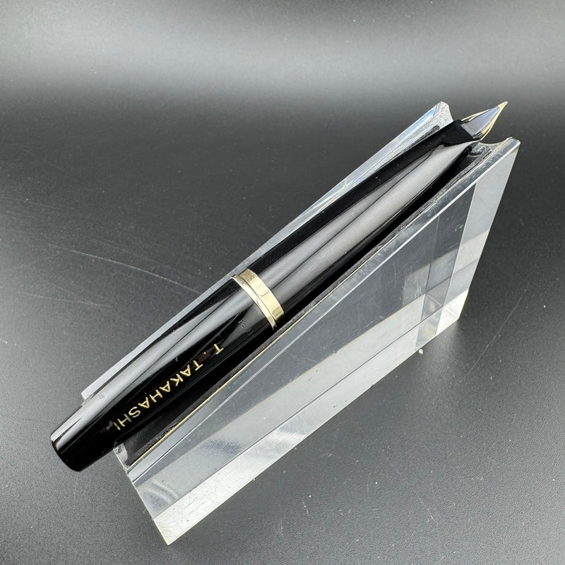 Pilot Elite Black Resin Pocket Fountain Pen 14K Gold Soft-Fine Nib May 1975