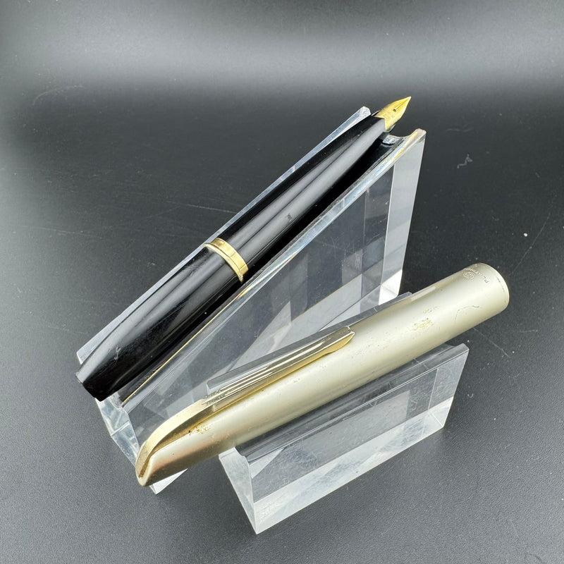 Platinum Black & Silver Pocket Fountain Pen 14K Gold Fine Nib