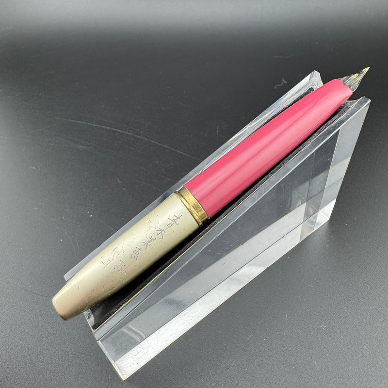 Platinum Silver & Purple Pocket Fountain Pen 18K Gold Fine Nib