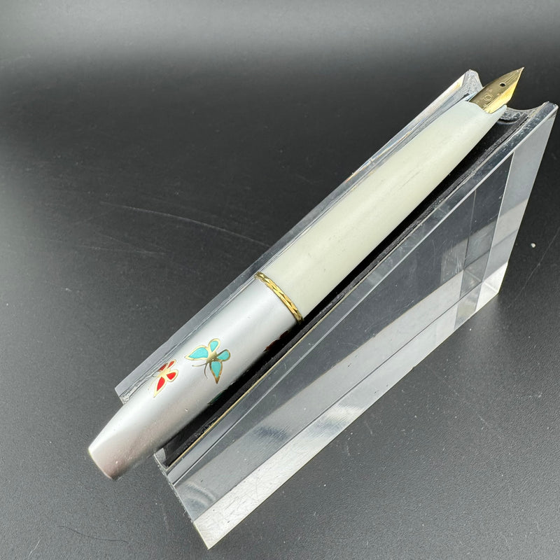 Platinum Floral Butterfly Pocket Fountain Pen 14K Gold Fine Nib