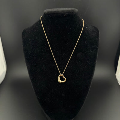 Tiffany & Co. Elsa Peretti Open Heart Pendant 18K Yellow Gold Necklace w/Box