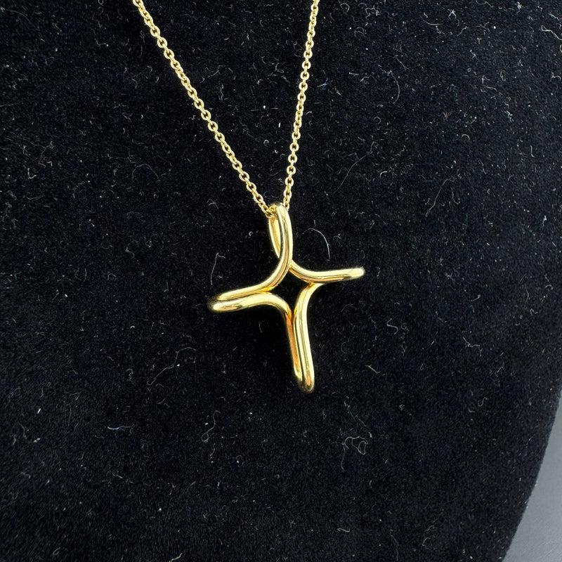 Tiffany & Co. Peretti Infinity Cross 18K Gold Pendant Necklace