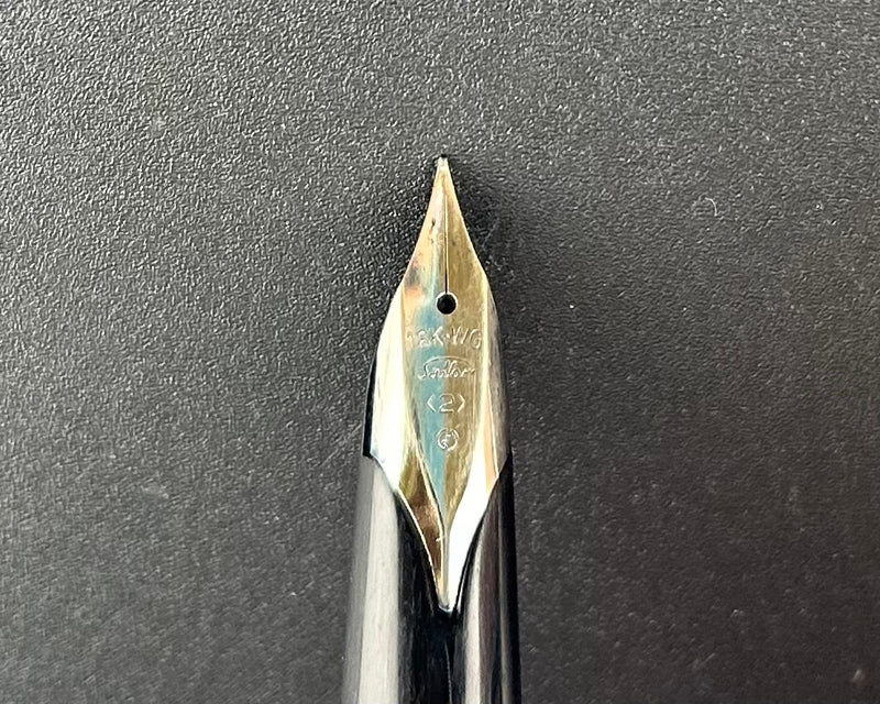 Sailor Sterling Silver Crosshatch Fountain Pen 18K White Gold, Fine Nib
