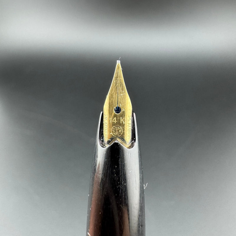Platinum Silver & Black Pocket Fountain Pen 14K Gold Medium Nib