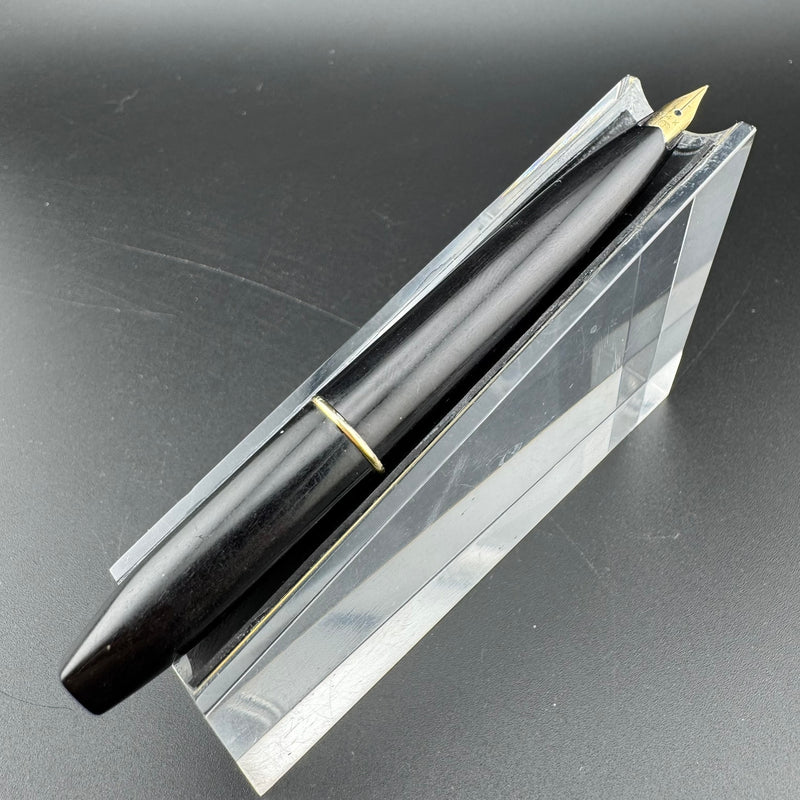 Platinum Silver & Black Pocket Fountain Pen 14K Gold Medium Nib