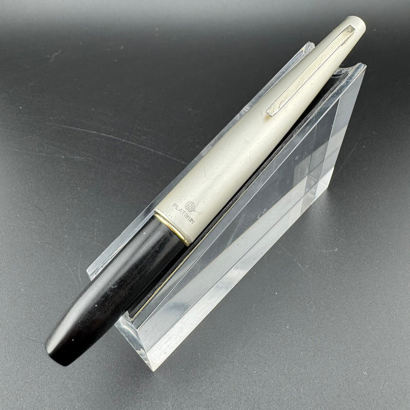 Platinum Silver & Black Pocket Fountain Pen 14K Gold Medium Nib