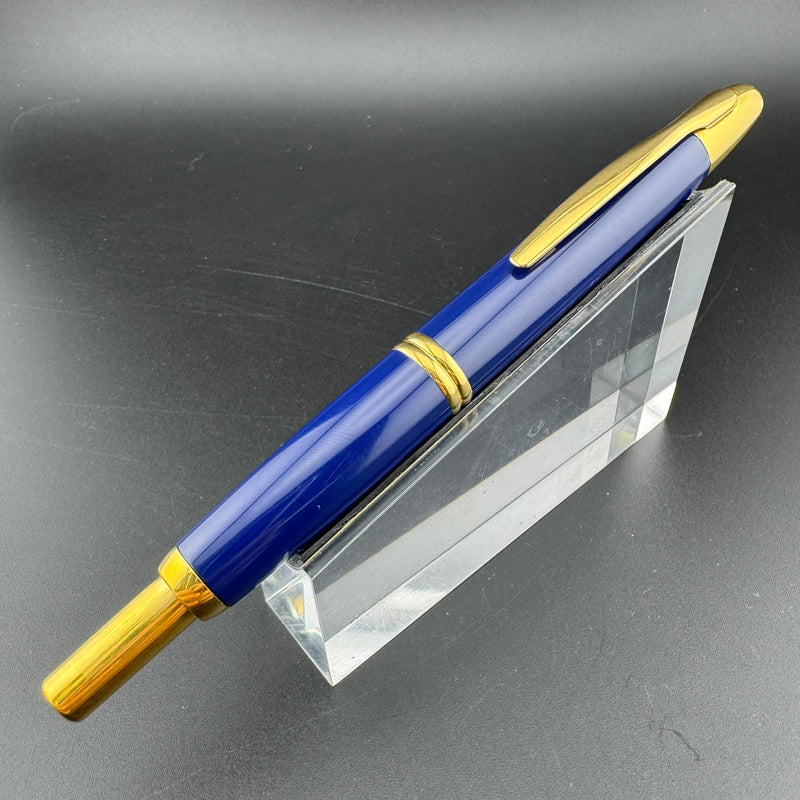 Pilot Vanishing Point Blue & Gold Fountain Pen 18K Gold Broad Nib