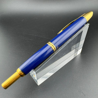 Pilot Vanishing Point Blue & Gold Fountain Pen 18K Gold Broad Nib