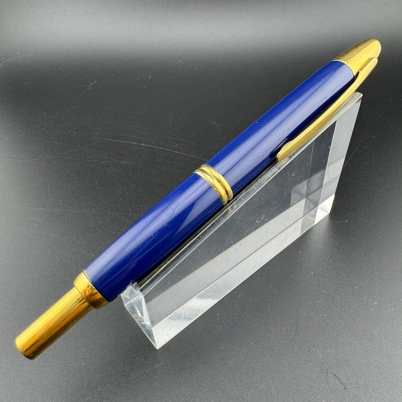 Pilot Vanishing Point Blue & Gold Fountain Pen 18K Gold Broad Nib