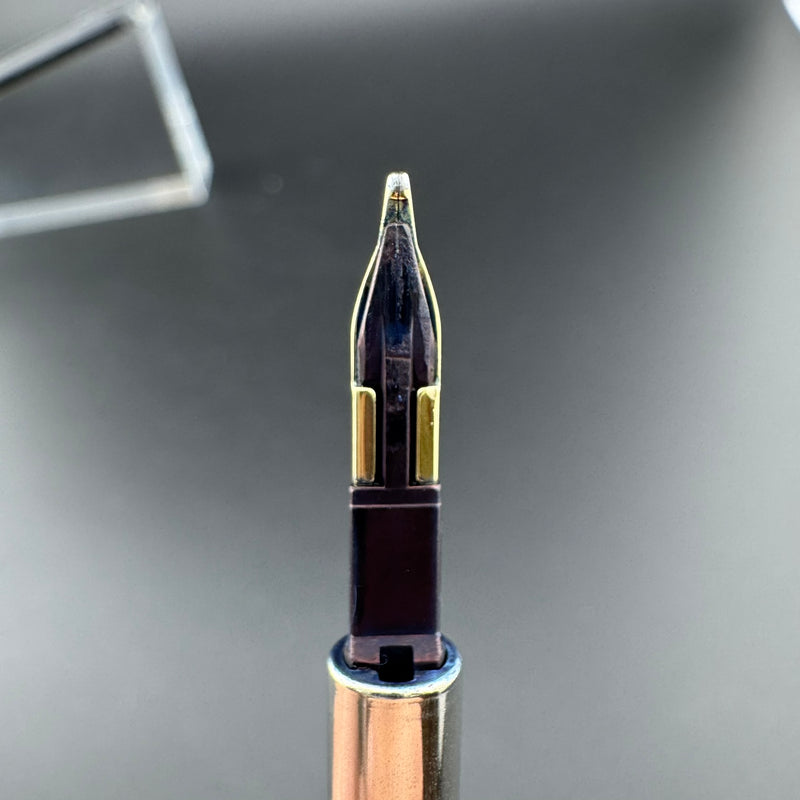 Pilot Vanishing Point Blue & Gold Fountain Pen 18K Gold Broad Nib