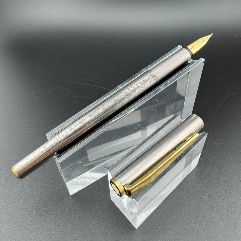 Montblanc Noblesse Brushed Steel Fountain Pen 1st Gen 14K Gold Extra-Fine Nib