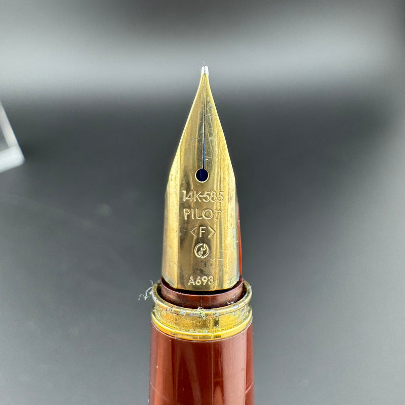 Pilot Deluxe Burgundy Fountain Pen 14K Gold Fine Nib 6-93