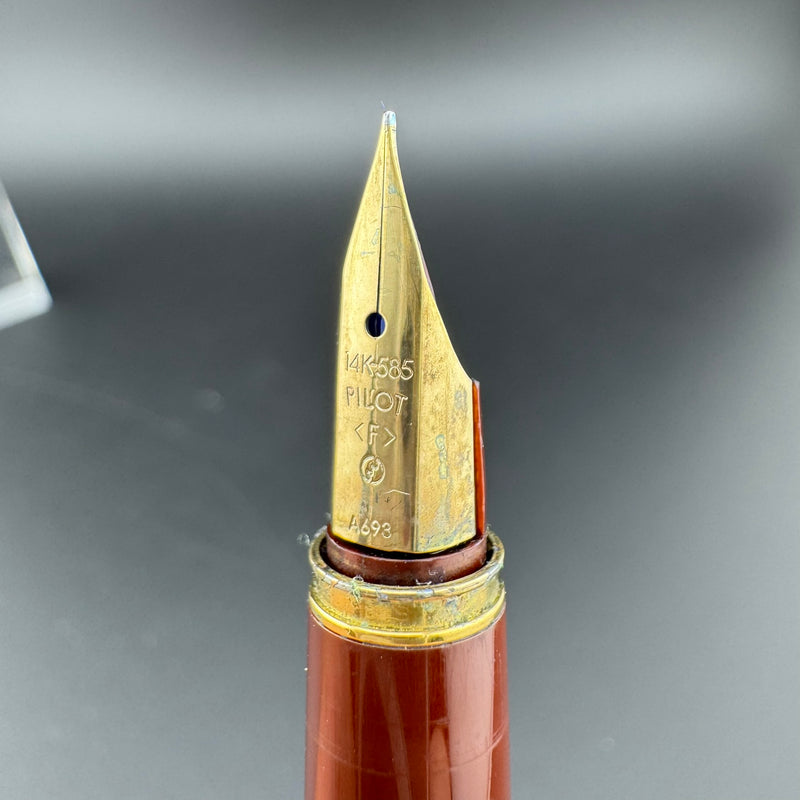 Pilot Deluxe Burgundy Fountain Pen 14K Gold Fine Nib 6-93