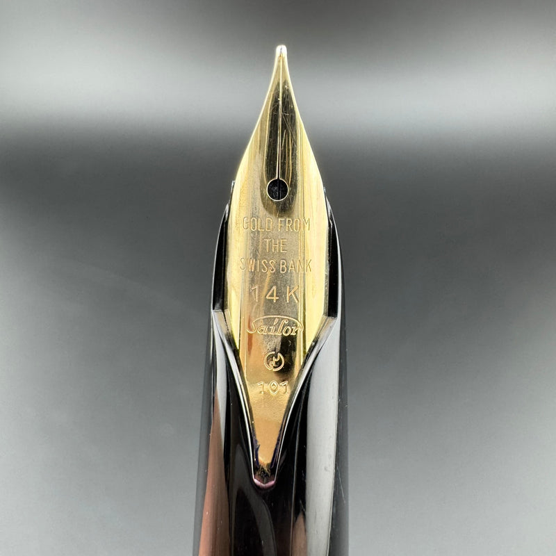 Sailor Black Fountain Pen 14K Swiss Bank Gold Fine Nib 1-71