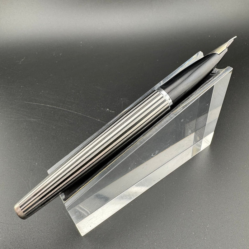 Sailor Black Stripe Stainless Steel Fountain Pen 18K WG Fine Nib