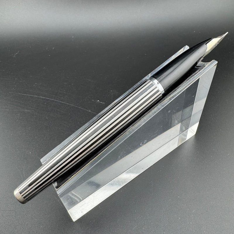 Sailor Black Stripe Stainless Steel Fountain Pen 18K WG Fine Nib