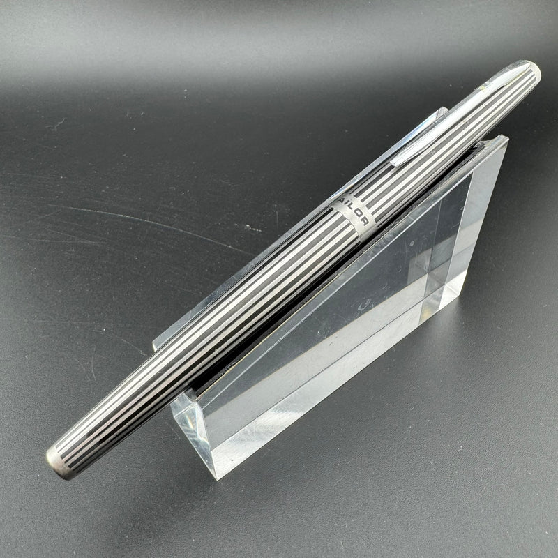 Sailor Black Stripe Stainless Steel Fountain Pen 18K WG Fine Nib