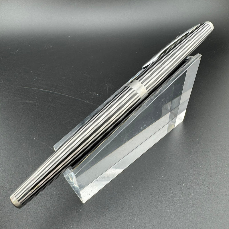 Sailor Black Stripe Stainless Steel Fountain Pen 18K WG Fine Nib