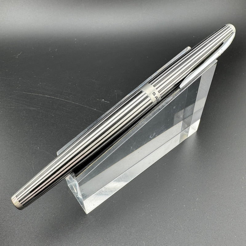 Sailor Black Stripe Stainless Steel Fountain Pen 18K WG Fine Nib