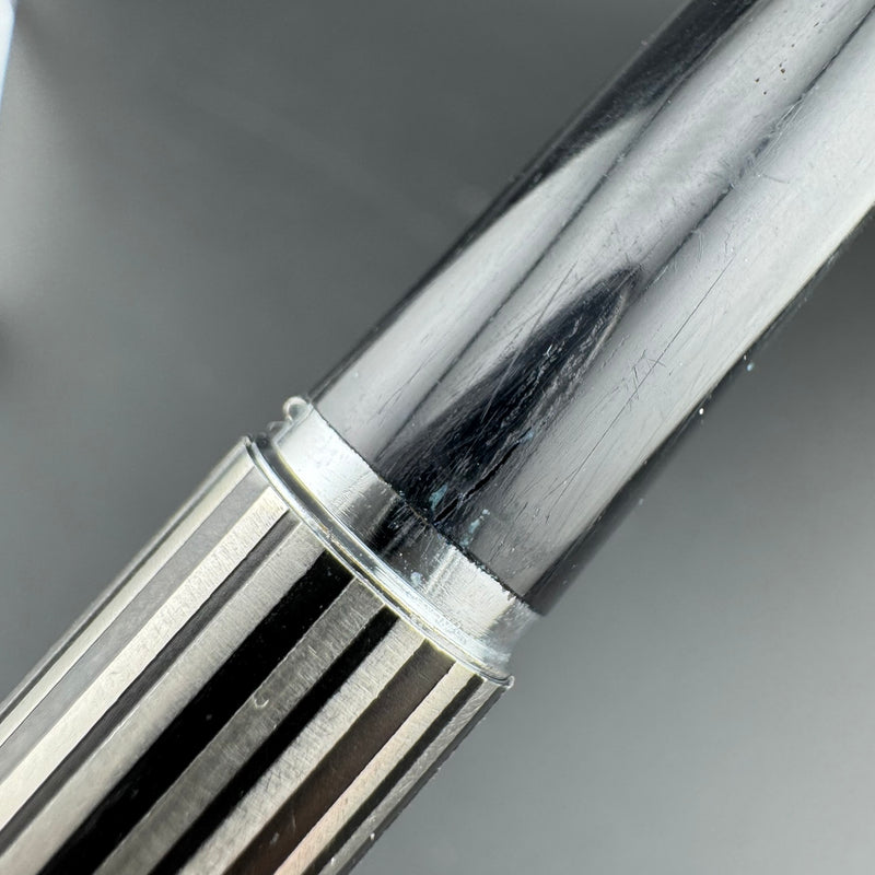 Sailor Black Stripe Stainless Steel Fountain Pen 18K WG Fine Nib