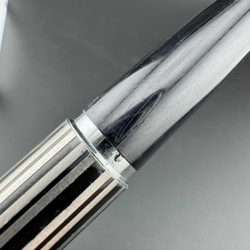 Sailor Black Stripe Stainless Steel Fountain Pen 18K WG Fine Nib