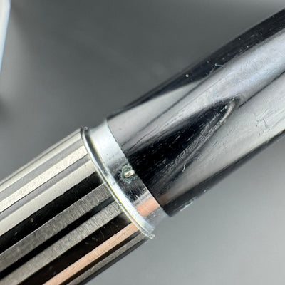 Sailor Black Stripe Stainless Steel Fountain Pen 18K WG Fine Nib