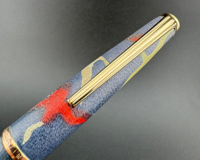 Platinum Sheepskin Yuzen-Zome Hikaku Turu Fountain Pen 18K Gold Fine Nib