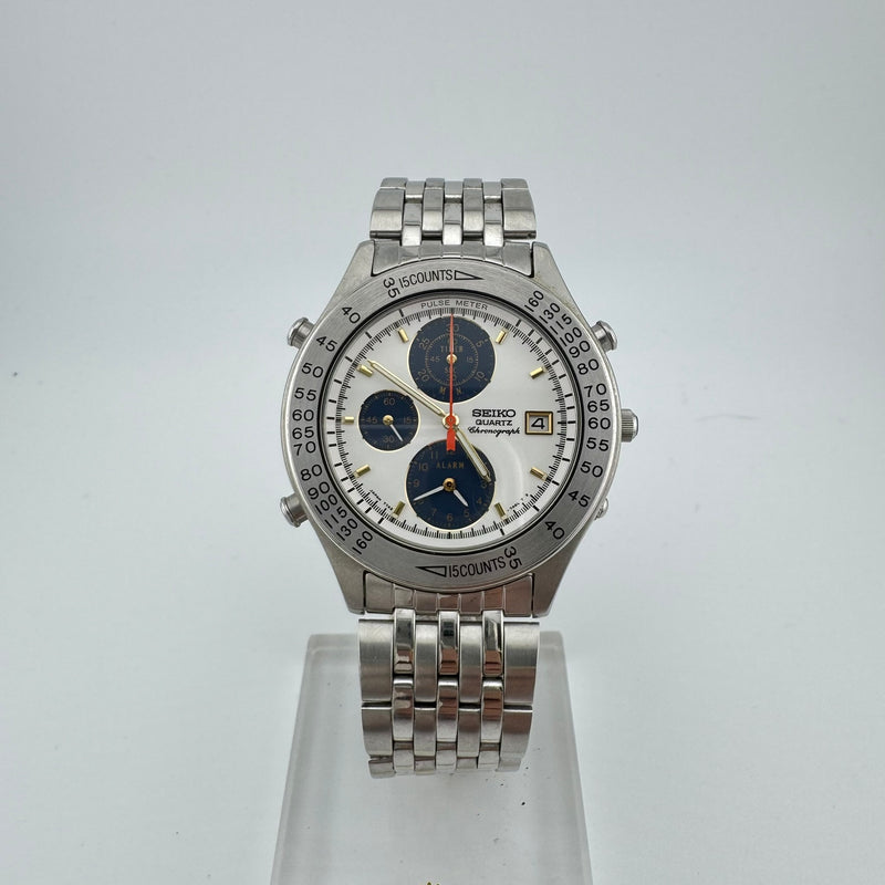 Seiko Pulse Meter REF 7T42-7A40 Quartz Chronograph Watch w/Box & Papers