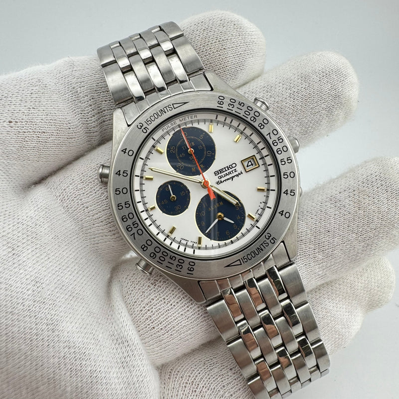 Seiko Pulse Meter REF 7T42-7A40 Quartz Chronograph Watch w/Box & Papers