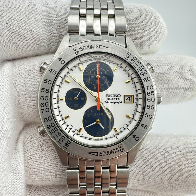 Seiko Pulse Meter REF 7T42-7A40 Quartz Chronograph Watch w/Box & Papers