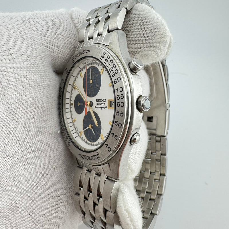 Seiko Pulse Meter REF 7T42-7A40 Quartz Chronograph Watch w/Box & Papers