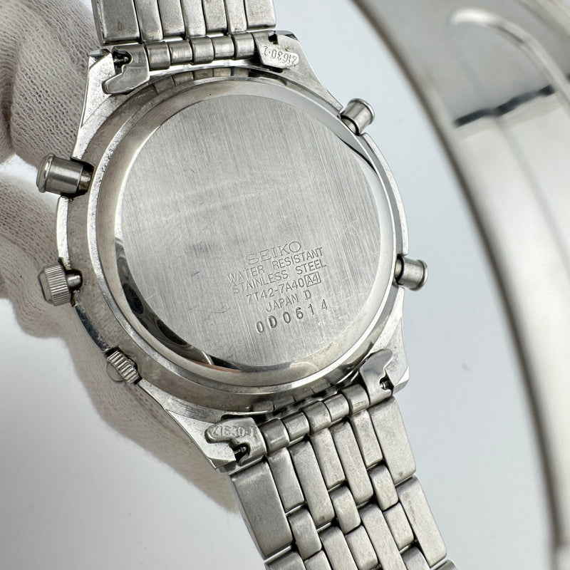 Seiko Pulse Meter REF 7T42-7A40 Quartz Chronograph Watch w/Box & Papers