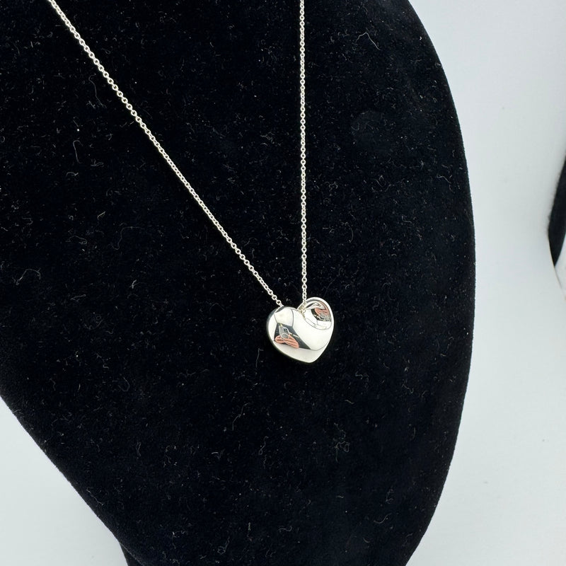 Tiffany & Co Fold Heart 925 Sterling Silver Pendant Necklace