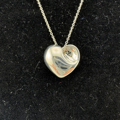 Tiffany & Co Fold Heart 925 Sterling Silver Pendant Necklace
