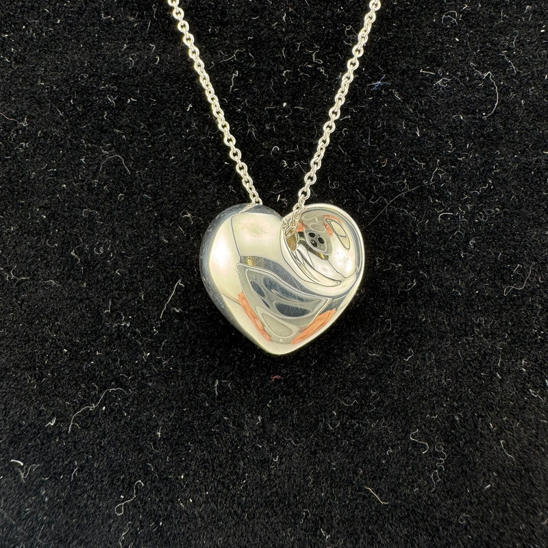 Tiffany & Co Fold Heart 925 Sterling Silver Pendant Necklace