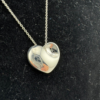 Tiffany & Co Fold Heart 925 Sterling Silver Pendant Necklace