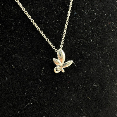 Tiffany & Co Paloma Picasso Olive Leaf 925 Sterling Silver Pendant Necklace