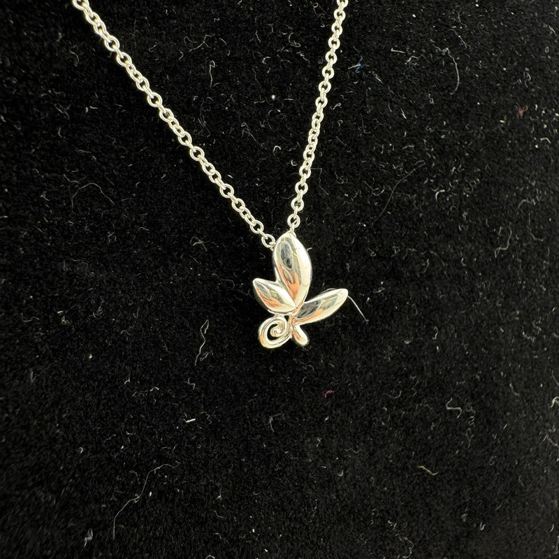 Tiffany & Co Paloma Picasso Olive Leaf 925 Sterling Silver Pendant Necklace