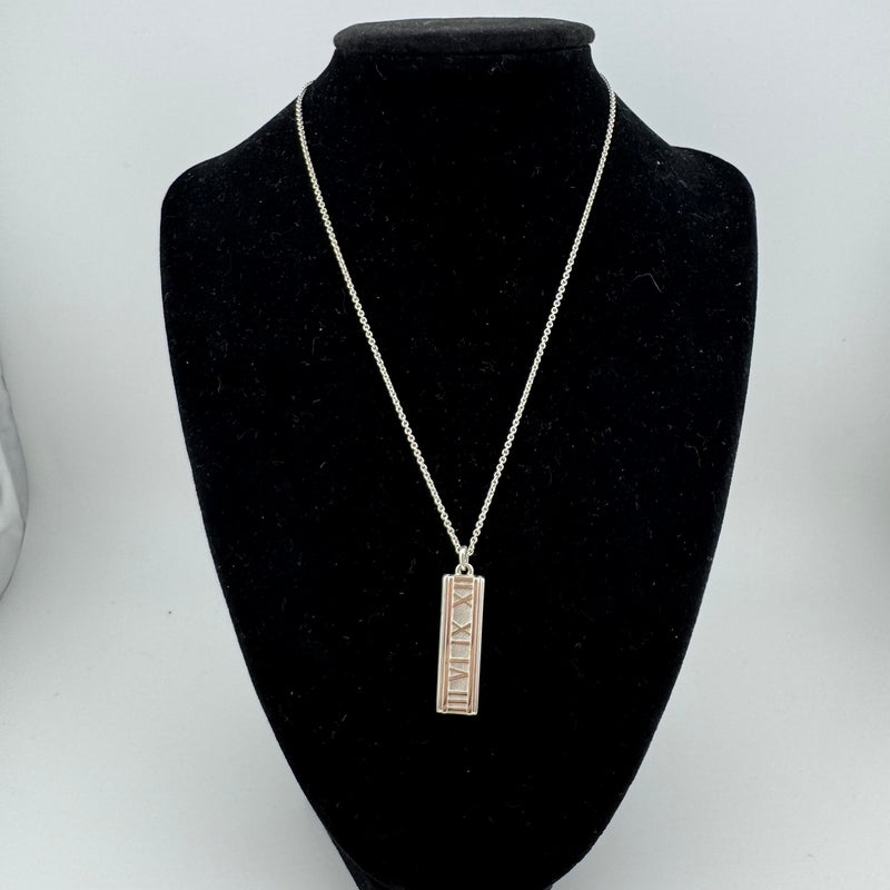 Tiffany & Co Atlas Plate 925 Sterling Silver Pendant Necklace