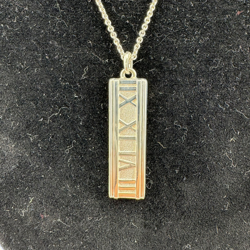 Tiffany & Co Atlas Plate 925 Sterling Silver Pendant Necklace